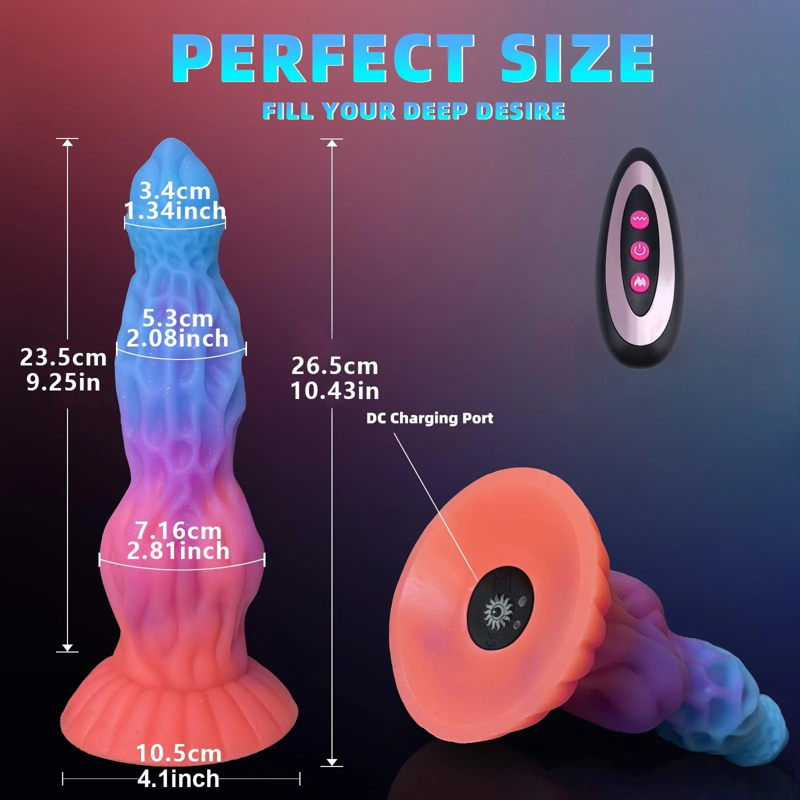 10.6In Luminous Dragon Monster Dildo Vibrator Remote Control With 10 Thrusting & Vibration - Image 5