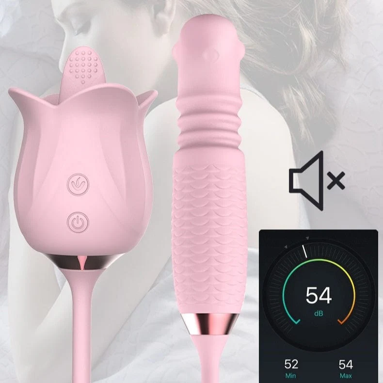 3-in-1 Blooming Sexy Pink Rose Toy Rotating Pearls Telescopic Tongue-licking Vibrator - Image 3