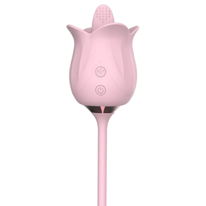 3-in-1 Blooming Sexy Pink Rose Toy Rotating Pearls Telescopic Tongue-licking Vibrator - Image 6
