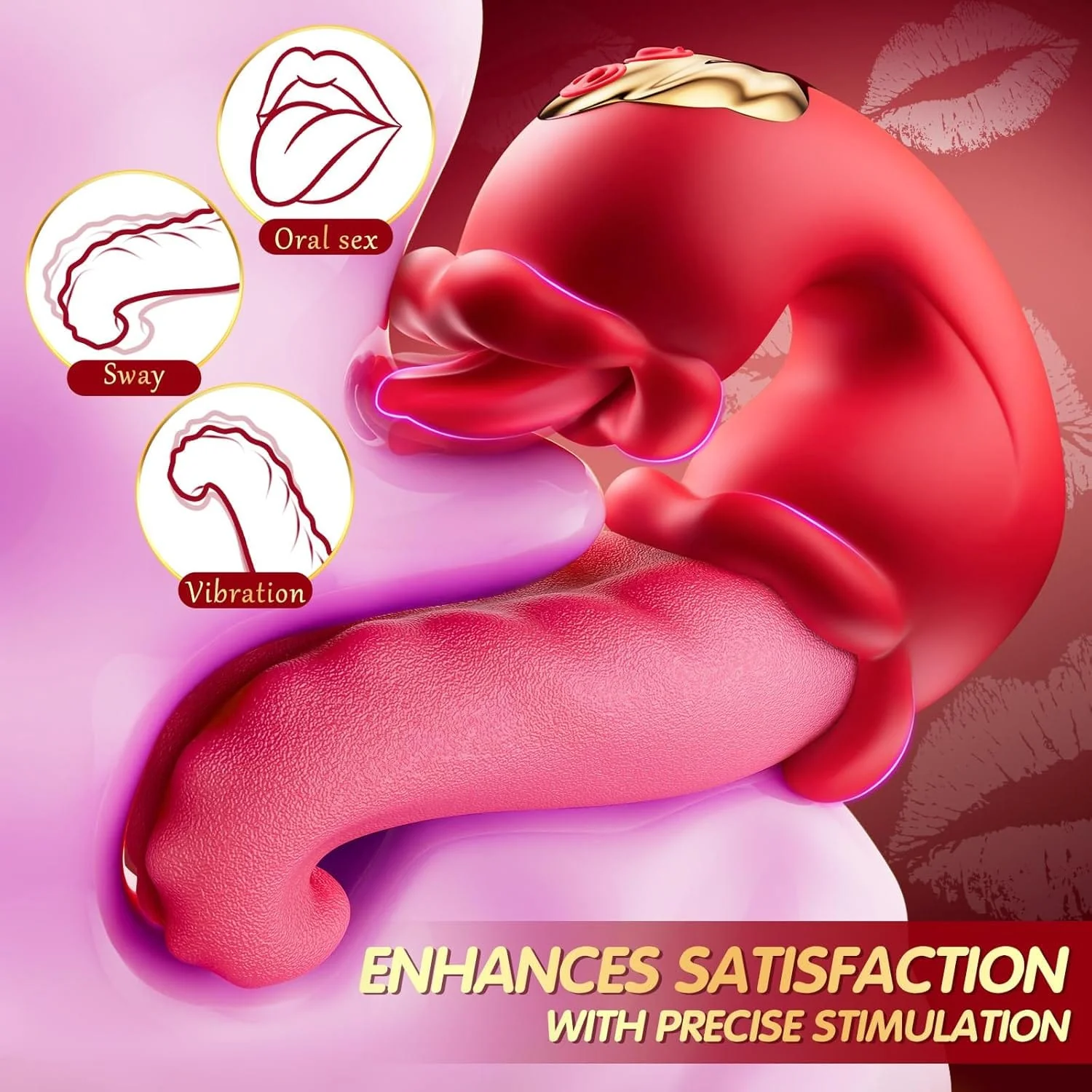3 in 1 Tongue Thrusting Vibrators Dildo with 10 Licking Clitoral & Swing Mode - Image 4