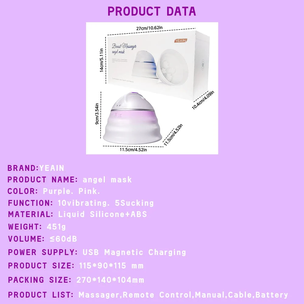 Angel 5 Vacuum Suction 10 Vibration Breast Massagers With Remote (A Pair) - Image 15