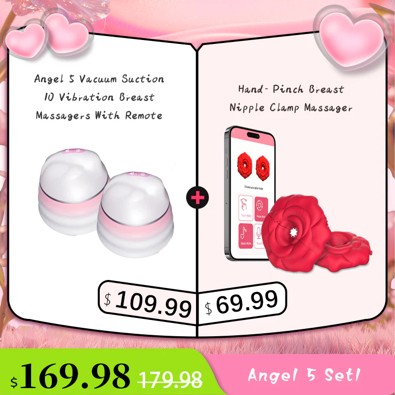Angel 5 Vacuum Suction 10 Vibration Breast Massagers With Remote (A Pair) - Image 16
