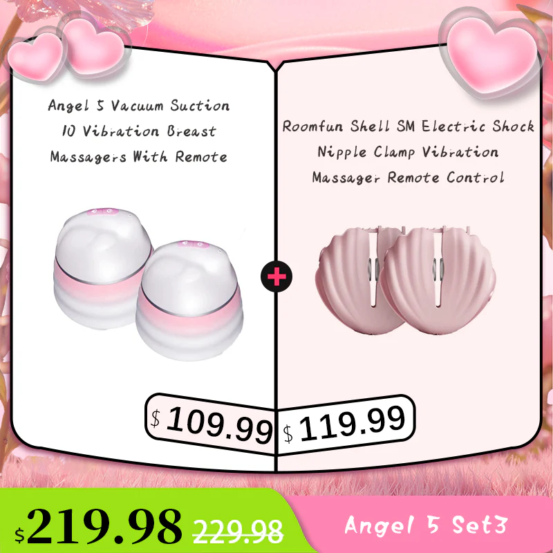 Angel 5 Vacuum Suction 10 Vibration Breast Massagers With Remote (A Pair) - Image 18