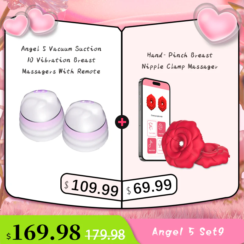 Angel 5 Vacuum Suction 10 Vibration Breast Massagers With Remote (A Pair) - Image 24