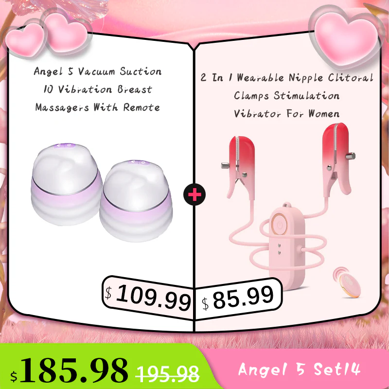 Angel 5 Vacuum Suction 10 Vibration Breast Massagers With Remote (A Pair) - Image 29