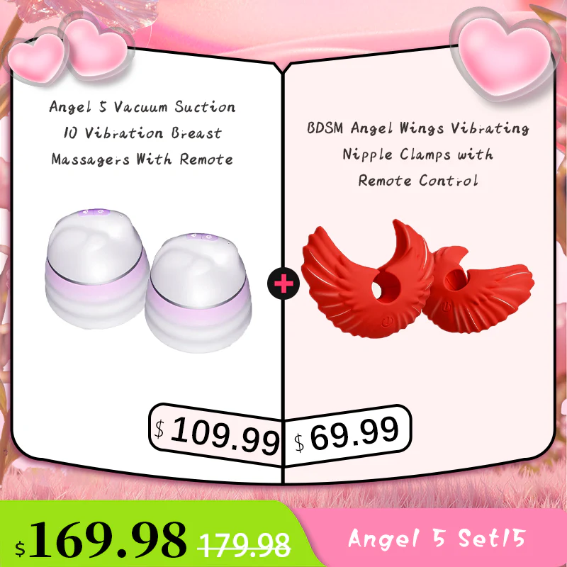 Angel 5 Vacuum Suction 10 Vibration Breast Massagers With Remote (A Pair) - Image 30