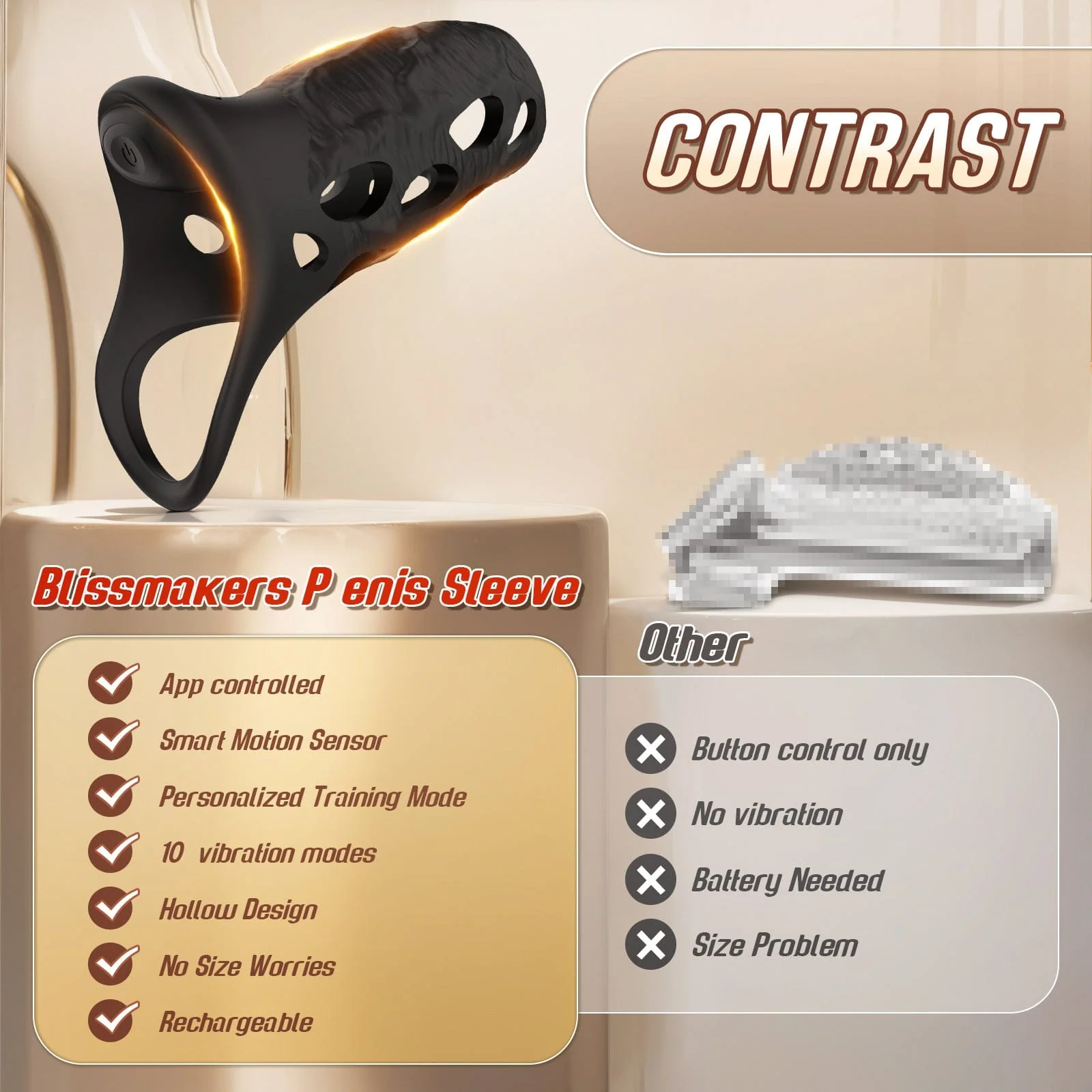 App Controlled Male Sex Toy 10 Vibration Modes App Support Waterproof - Image 5