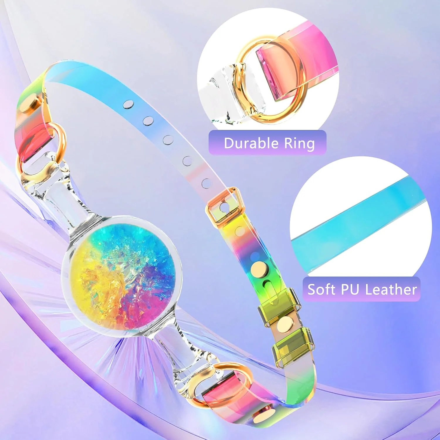 BDSM Ball Gag Silicone Breathable Sex Gag with Adjustable Colorful Strap - Image 3