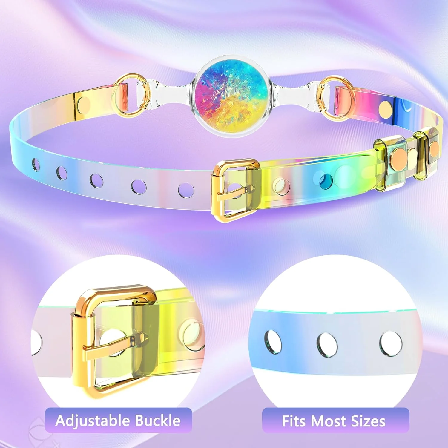 BDSM Ball Gag Silicone Breathable Sex Gag with Adjustable Colorful Strap - Image 4