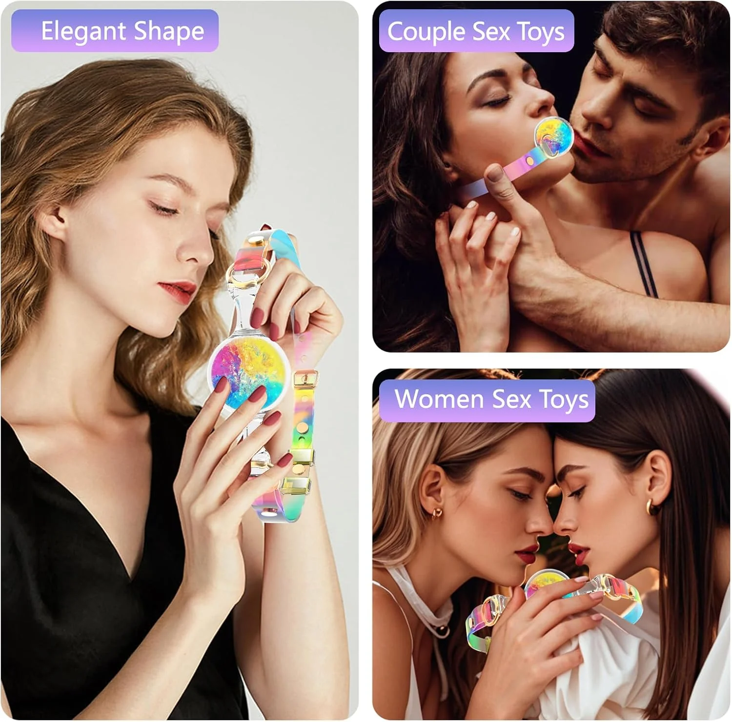 BDSM Ball Gag Silicone Breathable Sex Gag with Adjustable Colorful Strap - Image 7