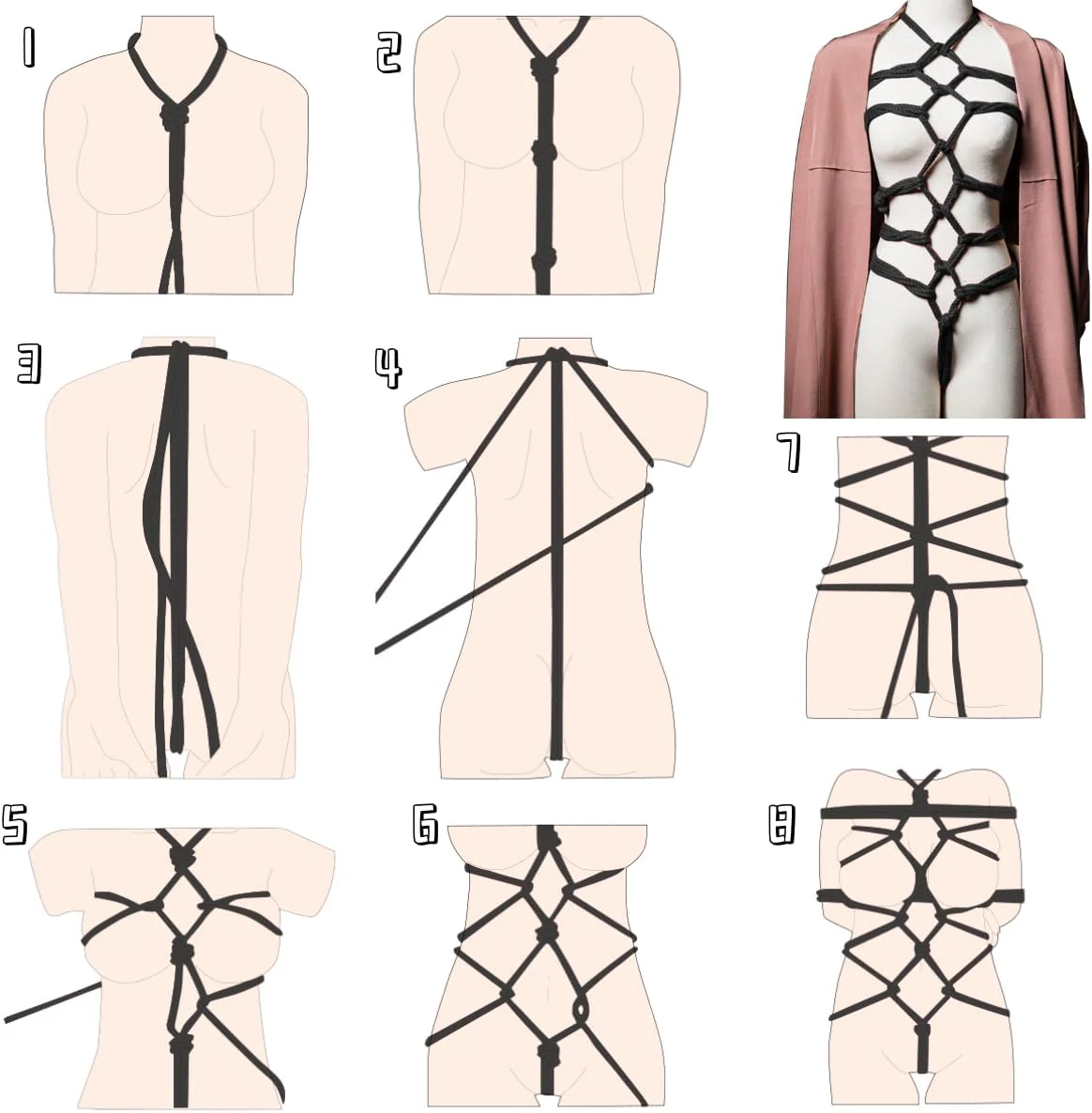 BDSM Bondage Rope Sex Restraints SM Starter Set 32 Feet/10m - Image 5
