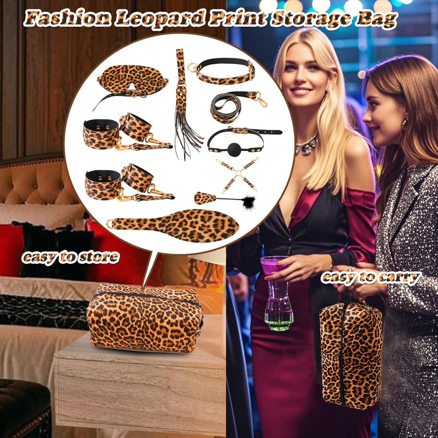 BDSM Kit 10PCS Restraints Foreplay Leather Bondage Set for Couples - Image 4