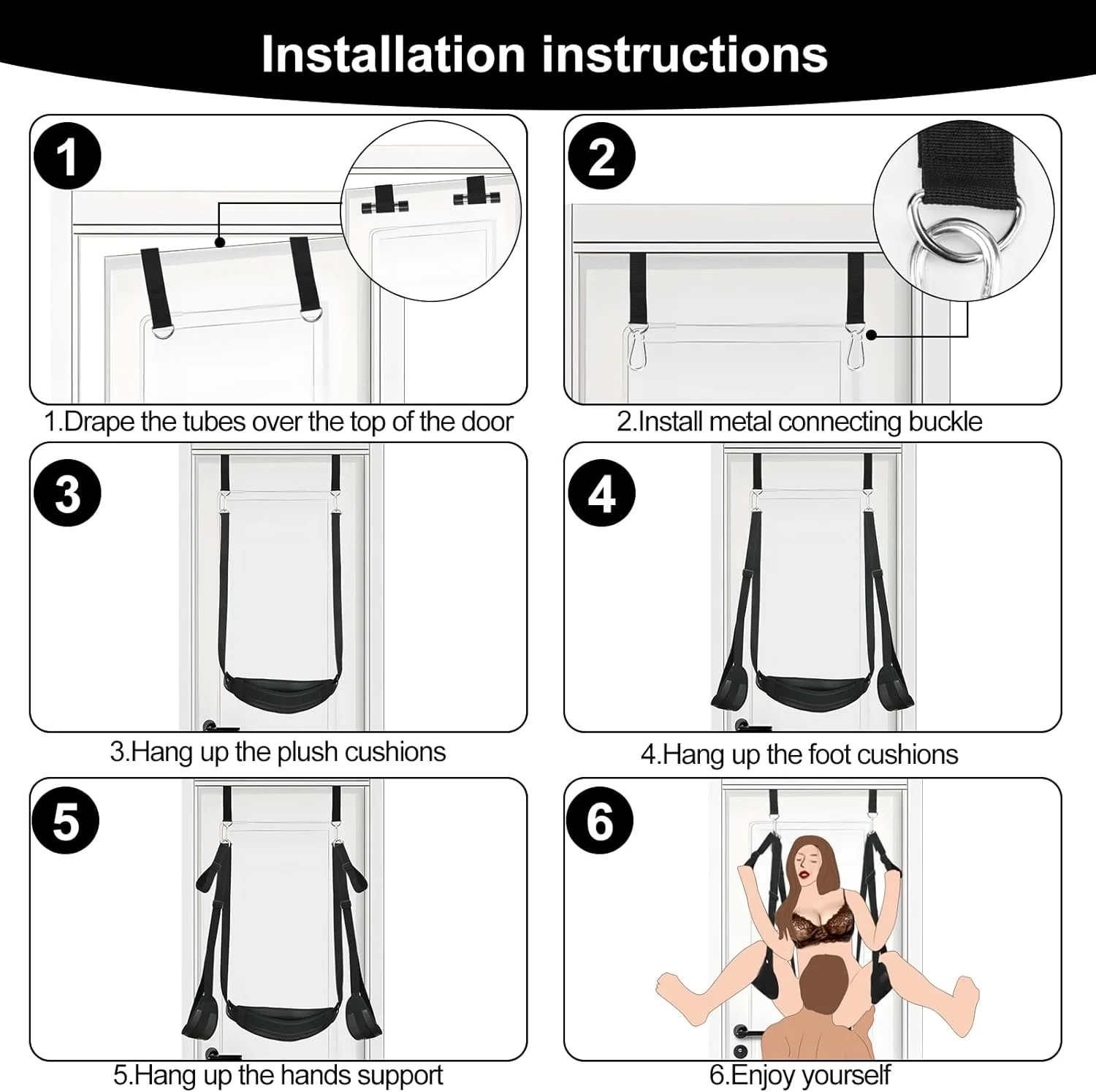 BDSM Sex Swing Bondage Slave Soft Plush Sex Slings with Adjustable Restraints for Couple - Image 6
