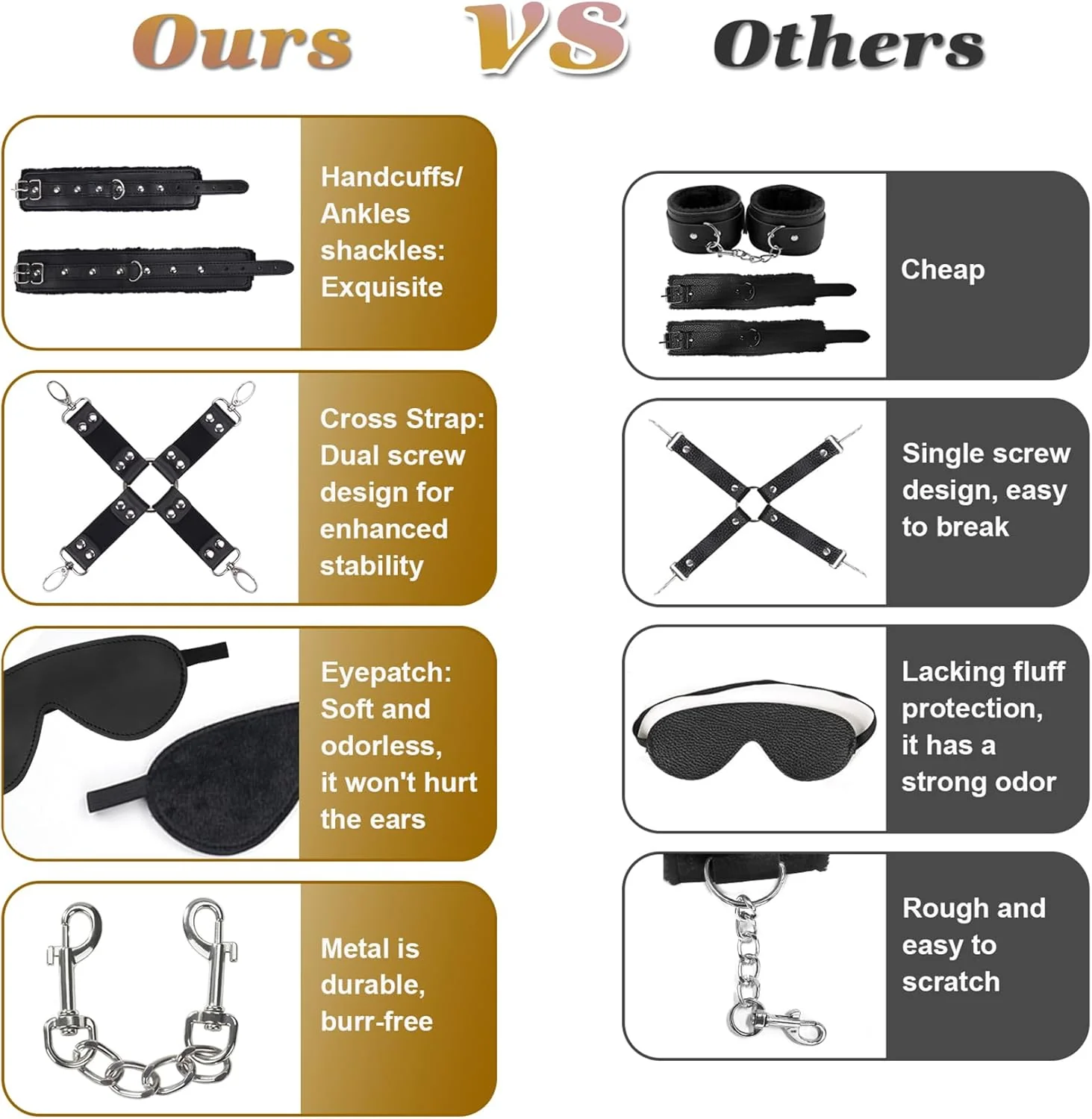 [Big Sale]11PCS BDSM Kit Sex Bondage Restraints Toys for Men Women and Couples Foreplay - Image 6