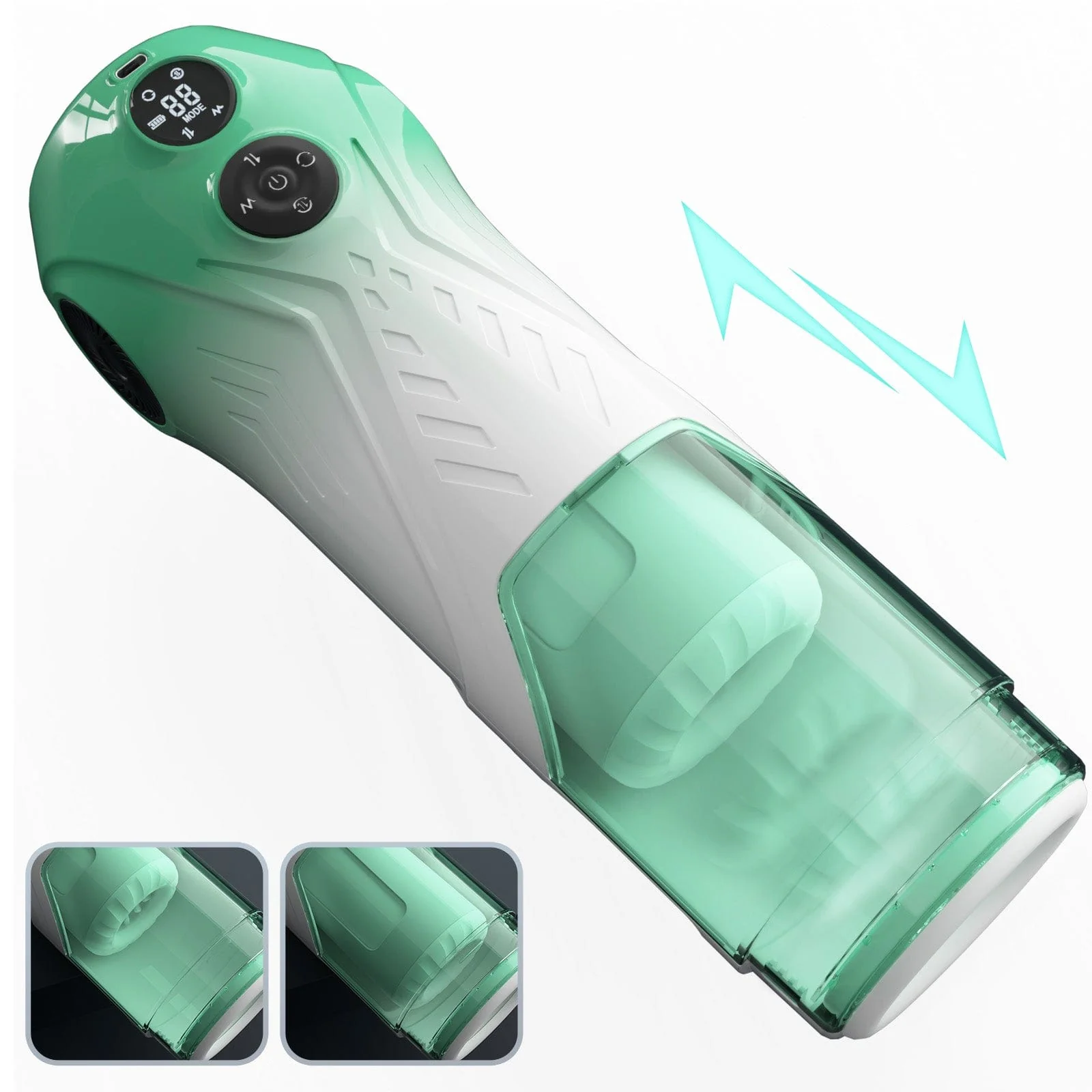 Green Star Rotating Telescopic Vibration Male Masturbator - Image 10