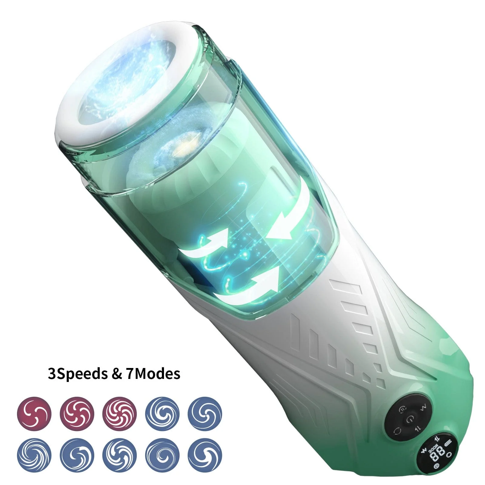Green Star Rotating Telescopic Vibration Male Masturbator - Image 11