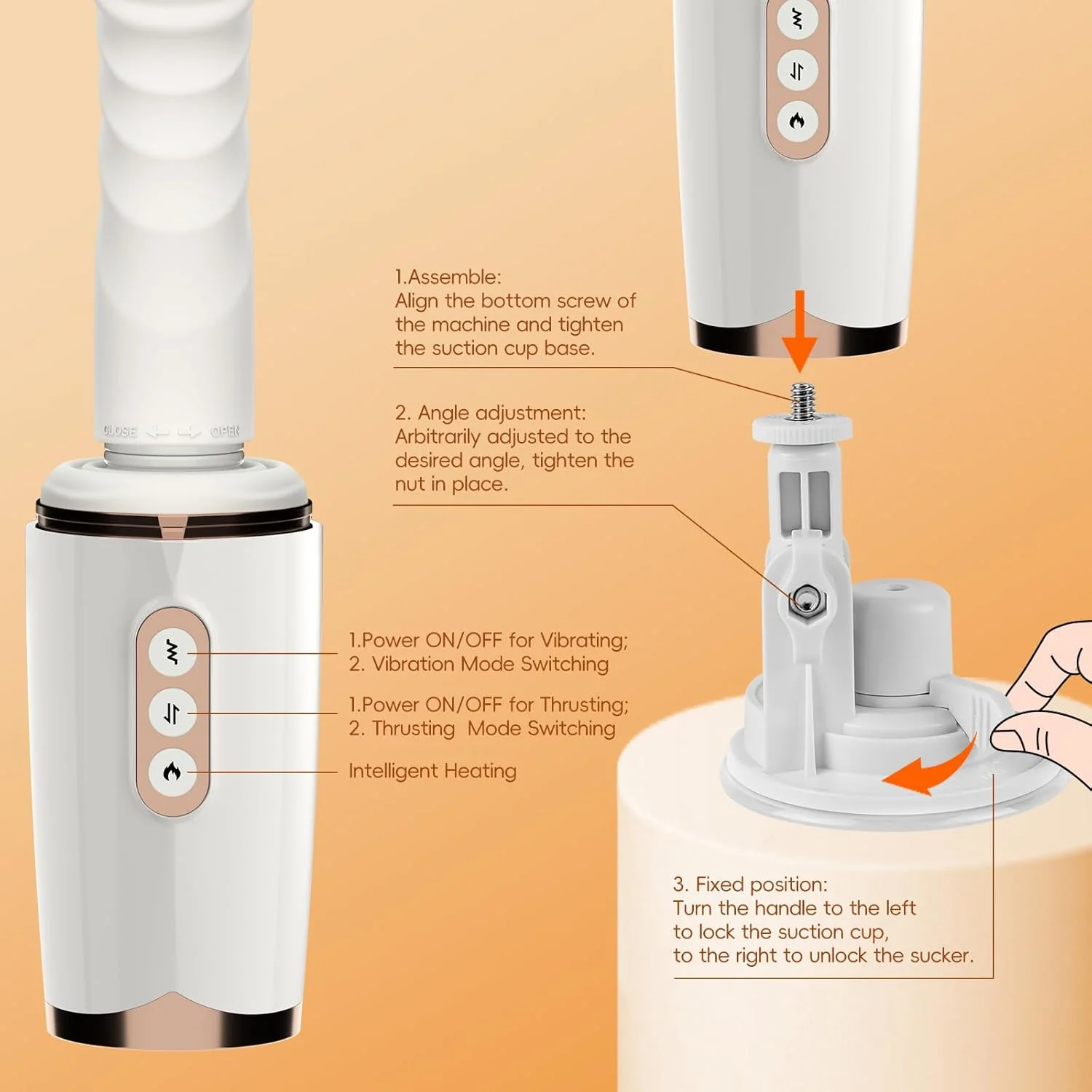 Honey 7 Thrusting Heating Sex Machine Vibrator with Sucker - Image 5