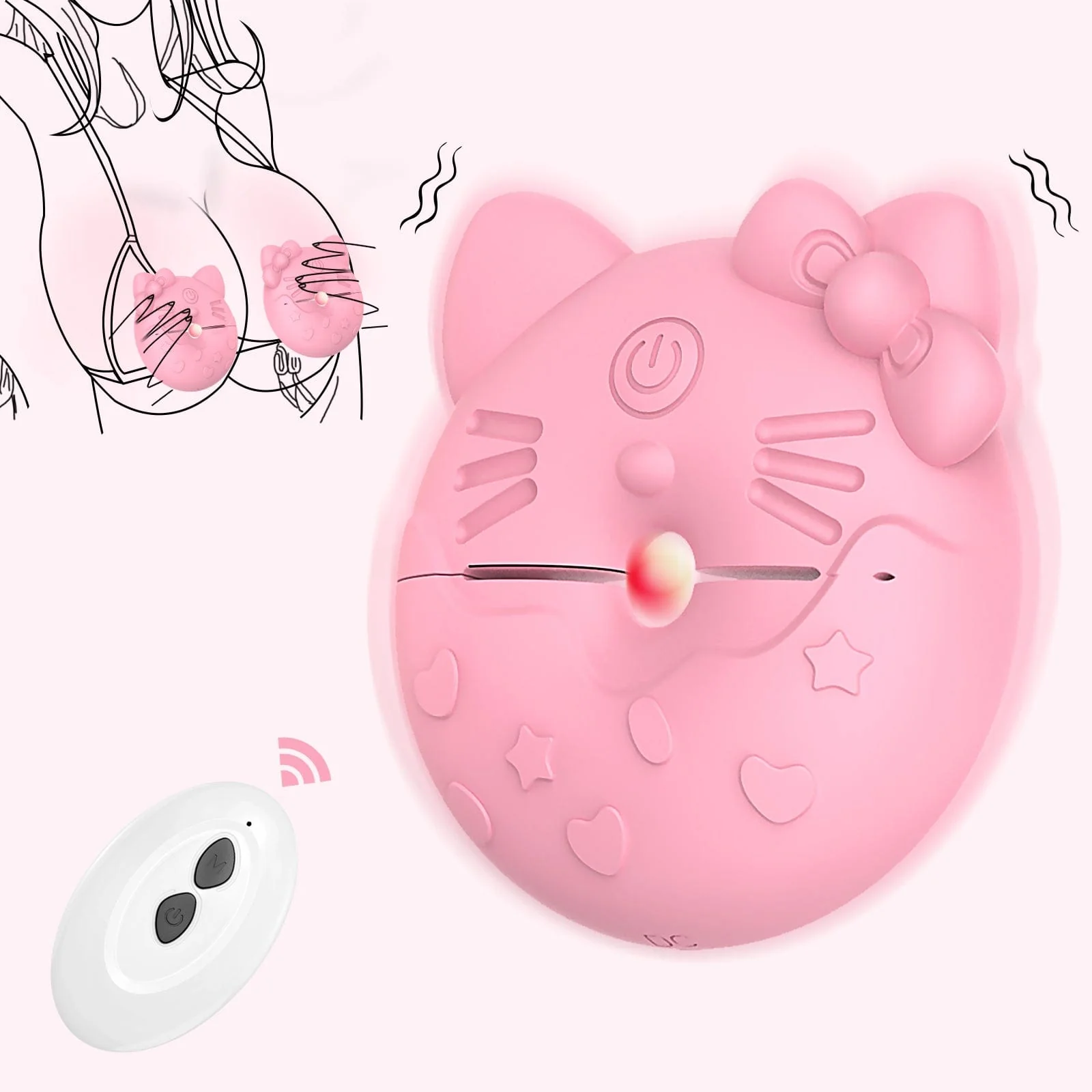 Kitty Cat Nipple Clamp Vibrators Breast Massager with Remote Control - Image 5