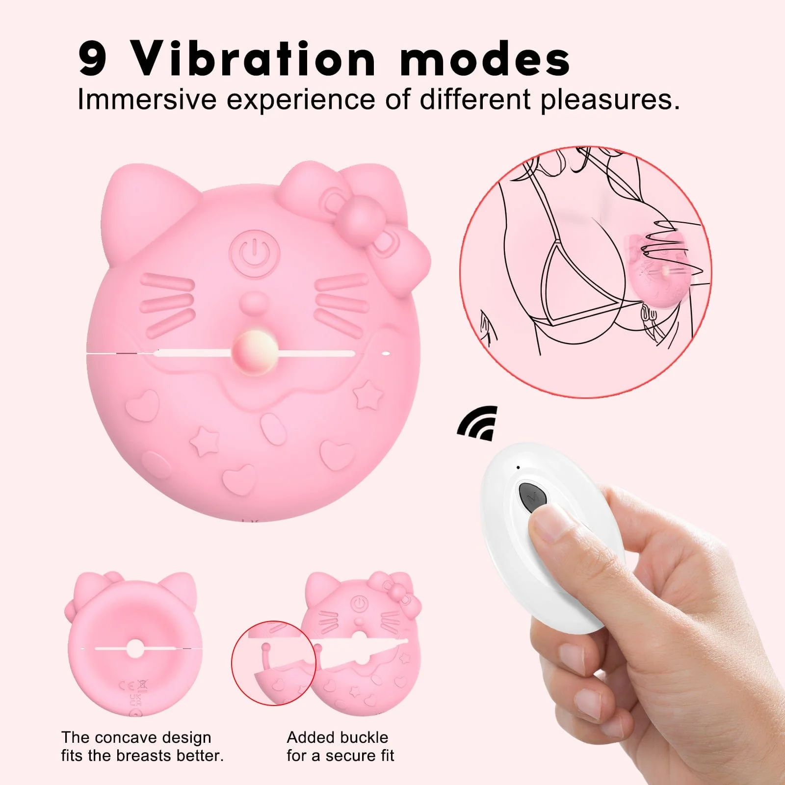 Kitty Cat Nipple Clamp Vibrators Breast Massager with Remote Control - Image 6