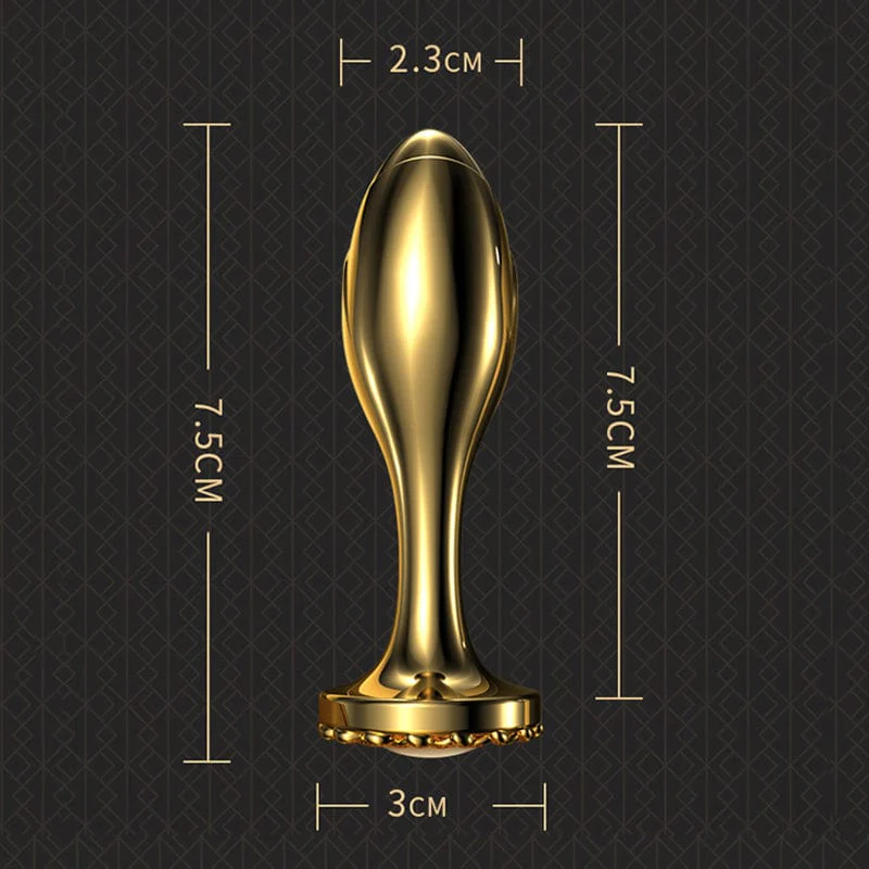 Pearl Rose Anal Plug Gold Stainless Steel - Image 4