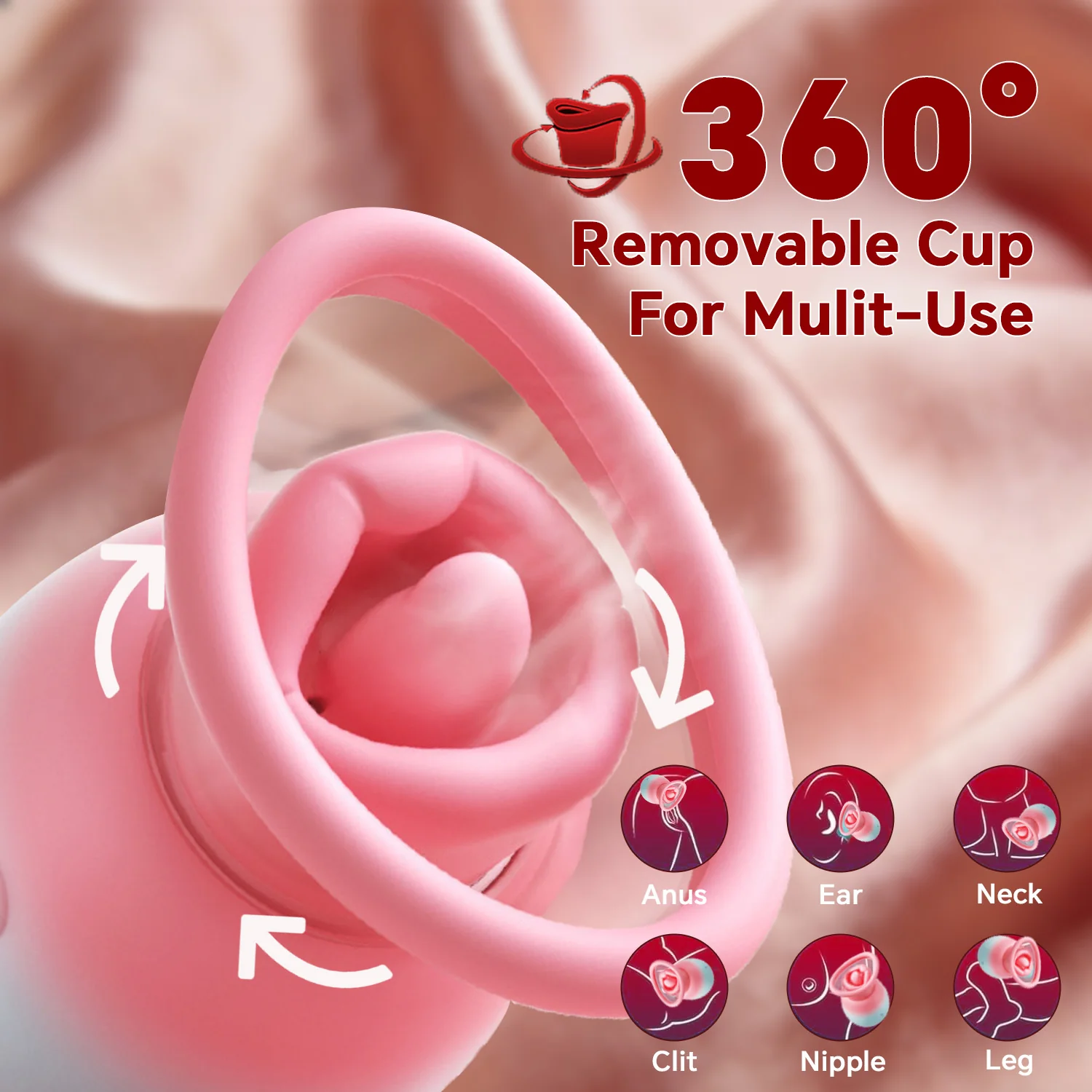 4 IN 1 Rose Sex Toy Adult Toys Licking Vibrater with 10 Mouth Kissing Vibrations - Image 7