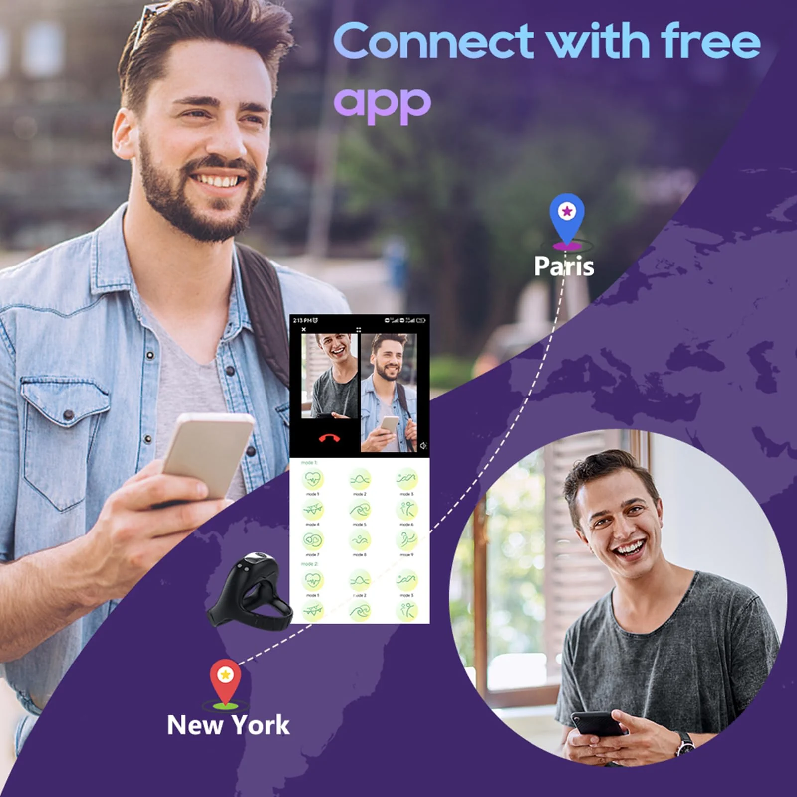 Vibrating Cock Ring with APP, Triangular Penis Ring with 10 Vibration Modes - Image 10