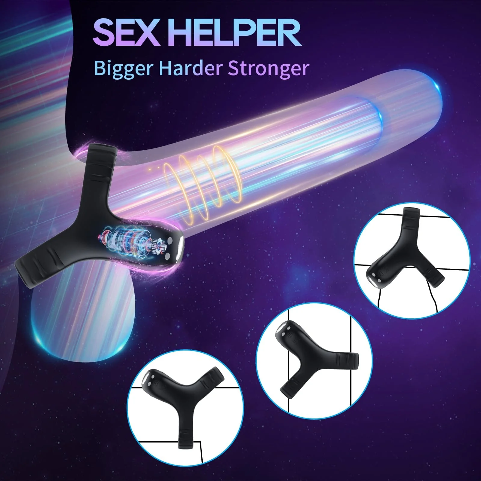 Vibrating Cock Ring with APP, Triangular Penis Ring with 10 Vibration Modes - Image 5