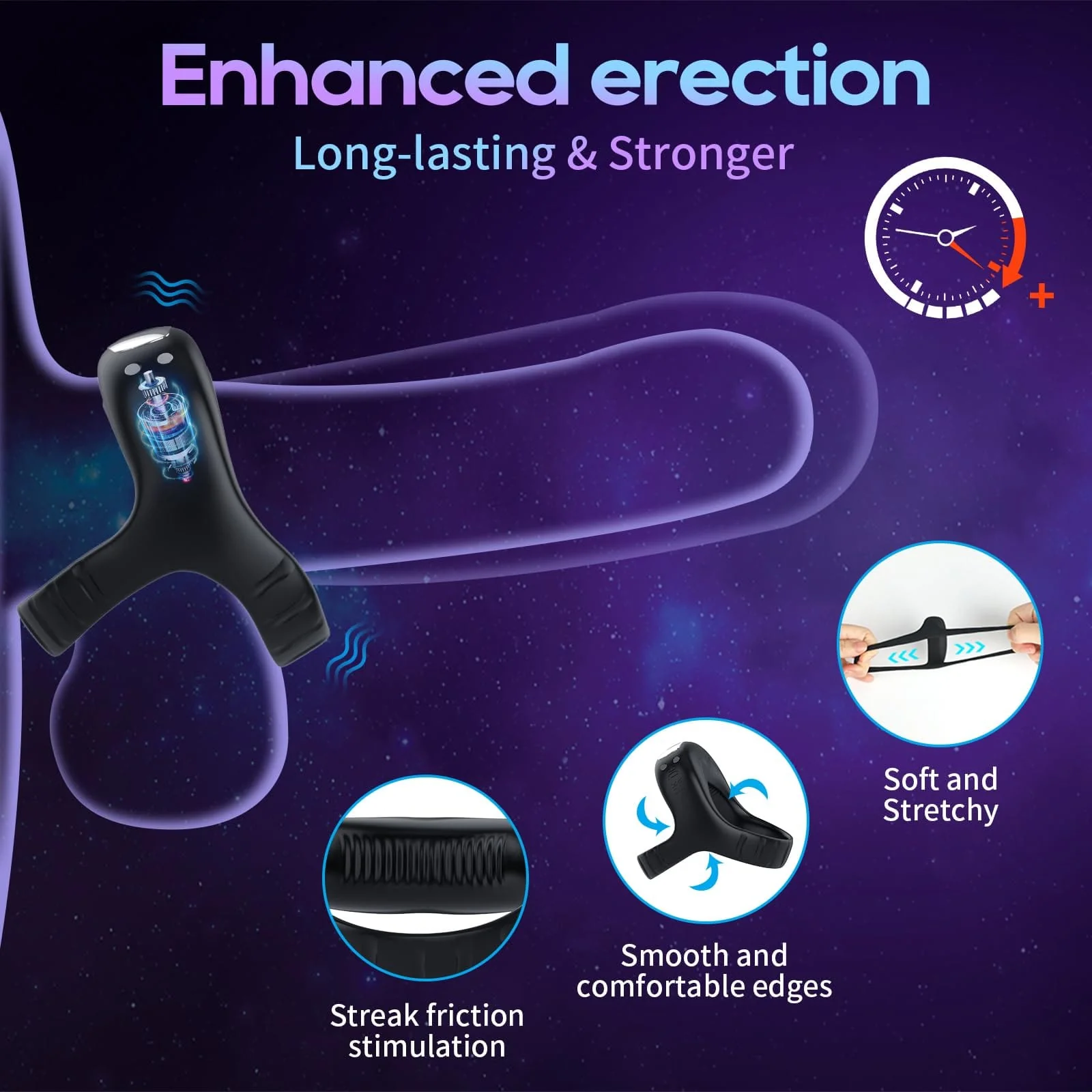 Vibrating Cock Ring with APP, Triangular Penis Ring with 10 Vibration Modes - Image 6