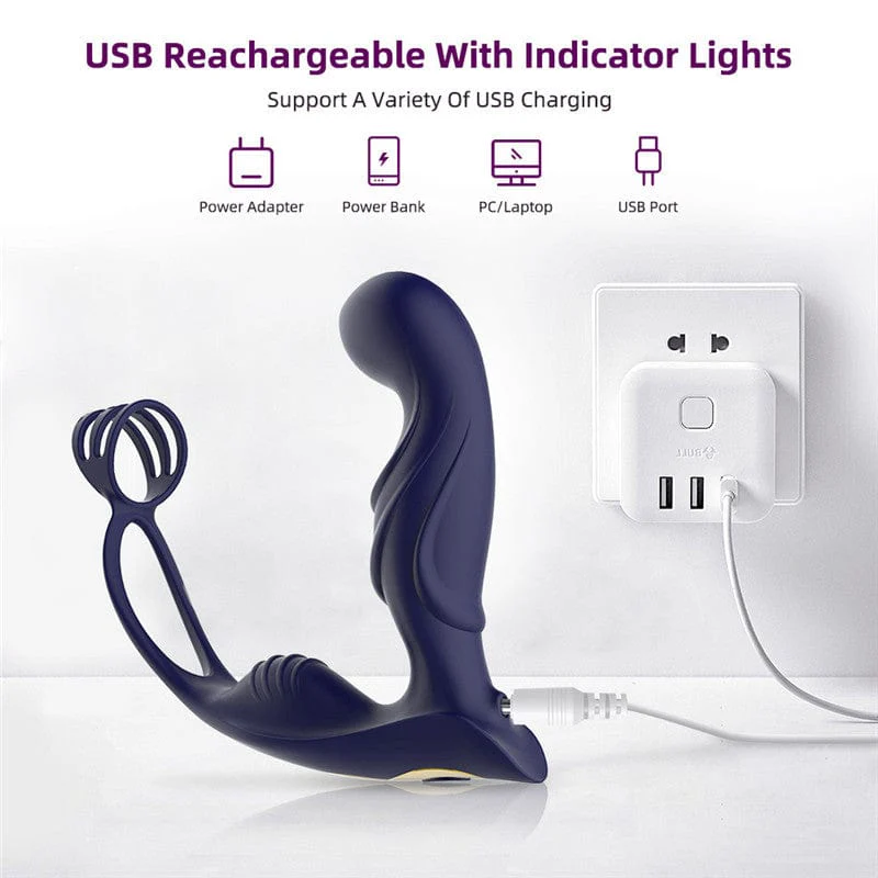 Wireless Remote Control Male Prostate Vibrating Massager Cock Ring - Image 4
