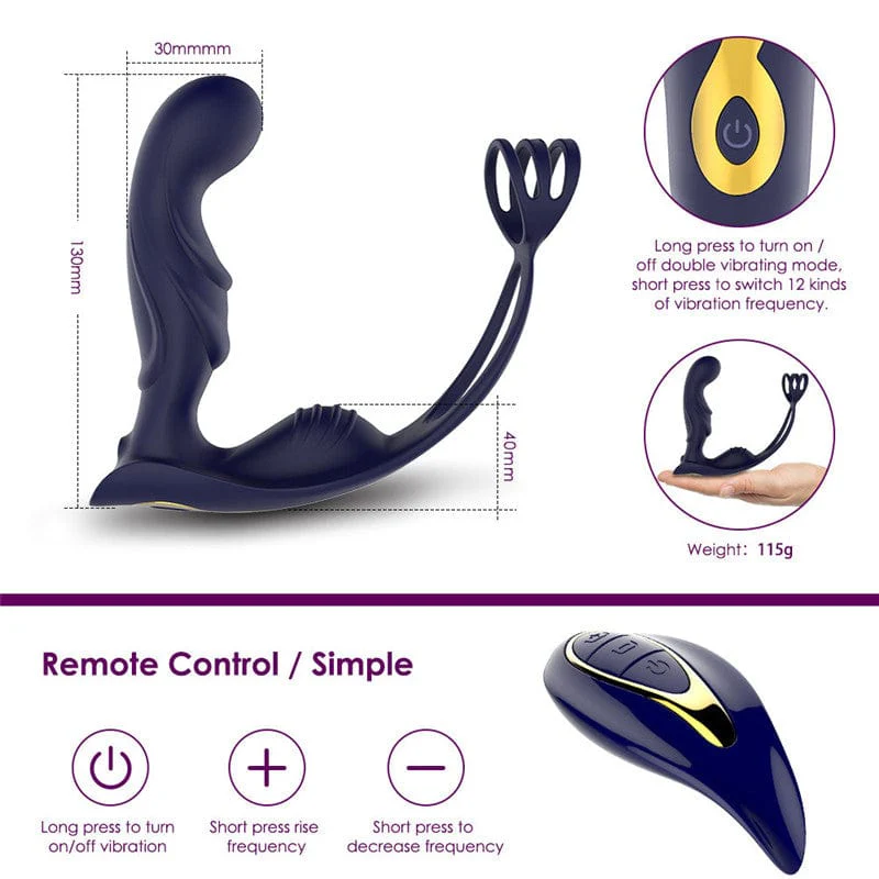 Wireless Remote Control Male Prostate Vibrating Massager Cock Ring - Image 5