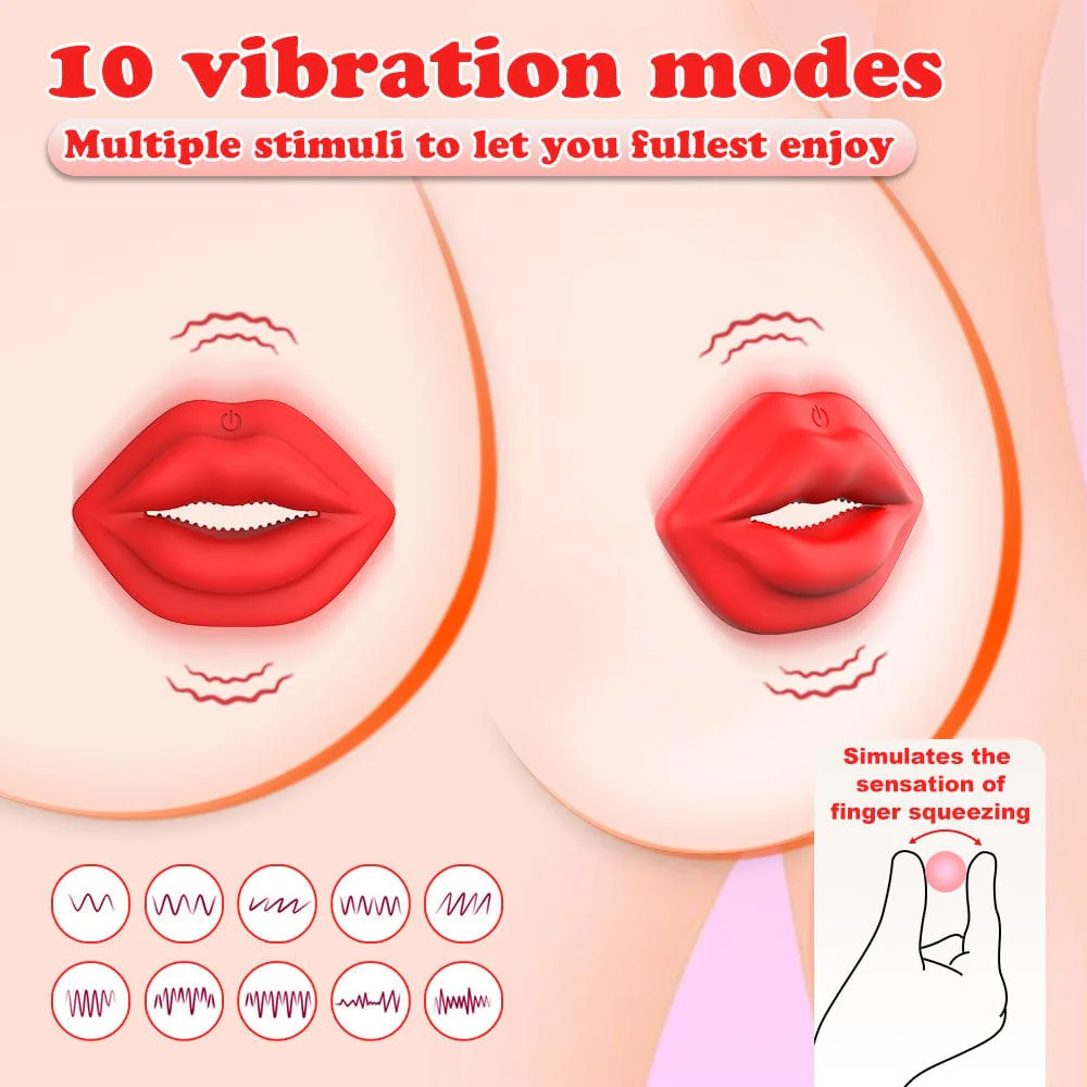 MizzZee Wireless Red Lip Nipple Clamp vibrator With Remote Control Control - Image 3