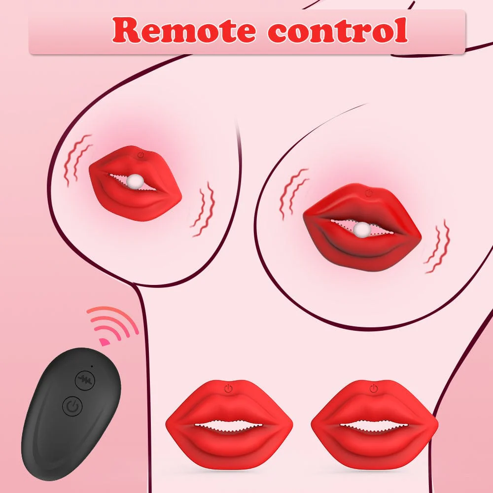 MizzZee Wireless Red Lip Nipple Clamp vibrator With Remote Control Control - Image 4