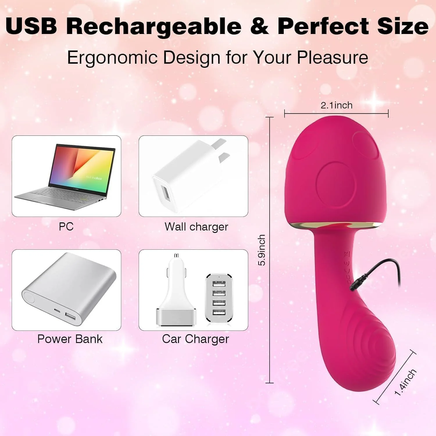 Mushroom - shaped Sonic Sucking Heating Clitoral G-spot Vibrator - Image 4