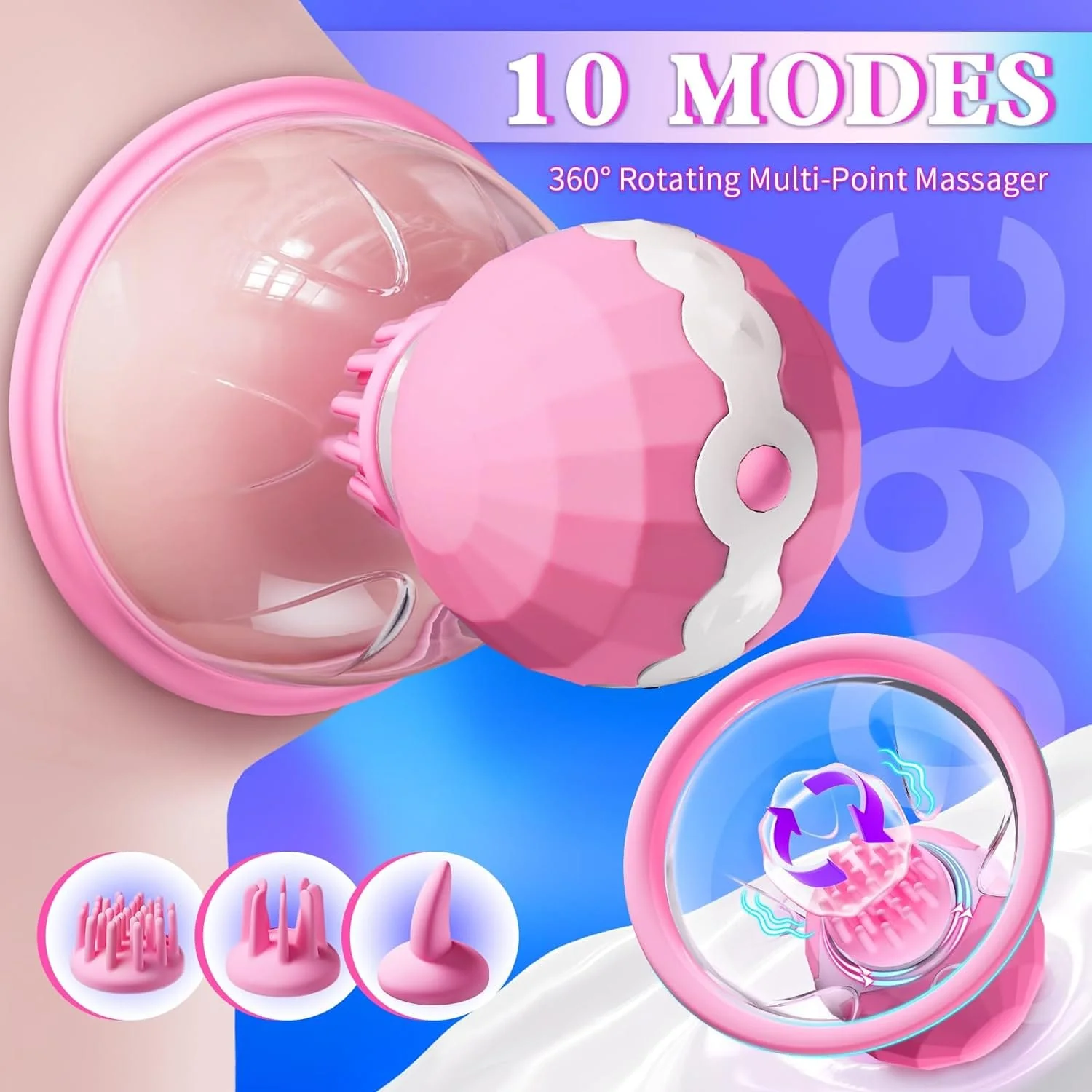 Nipple Rotation Vibrator Breast Suckers Massager for Women (A Pair) - Image 3