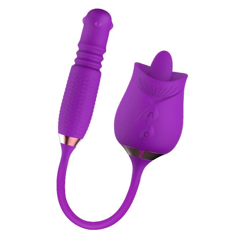 Purple Rose Toy Rotating Pearls Telescopic Tongue-licking Vibrator - Image 10