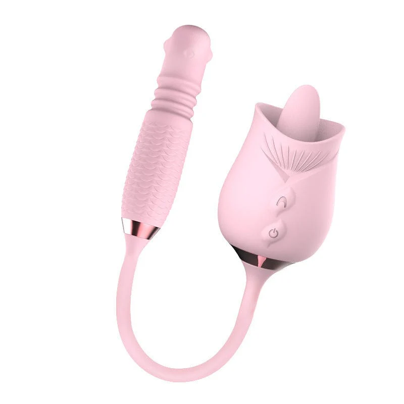 Purple Rose Toy Rotating Pearls Telescopic Tongue-licking Vibrator - Image 11