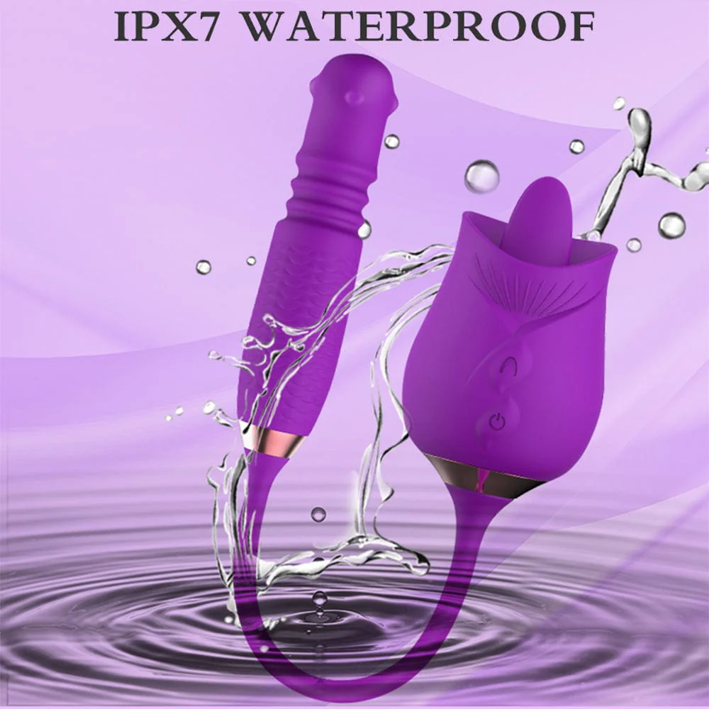 Purple Rose Toy Rotating Pearls Telescopic Tongue-licking Vibrator - Image 4