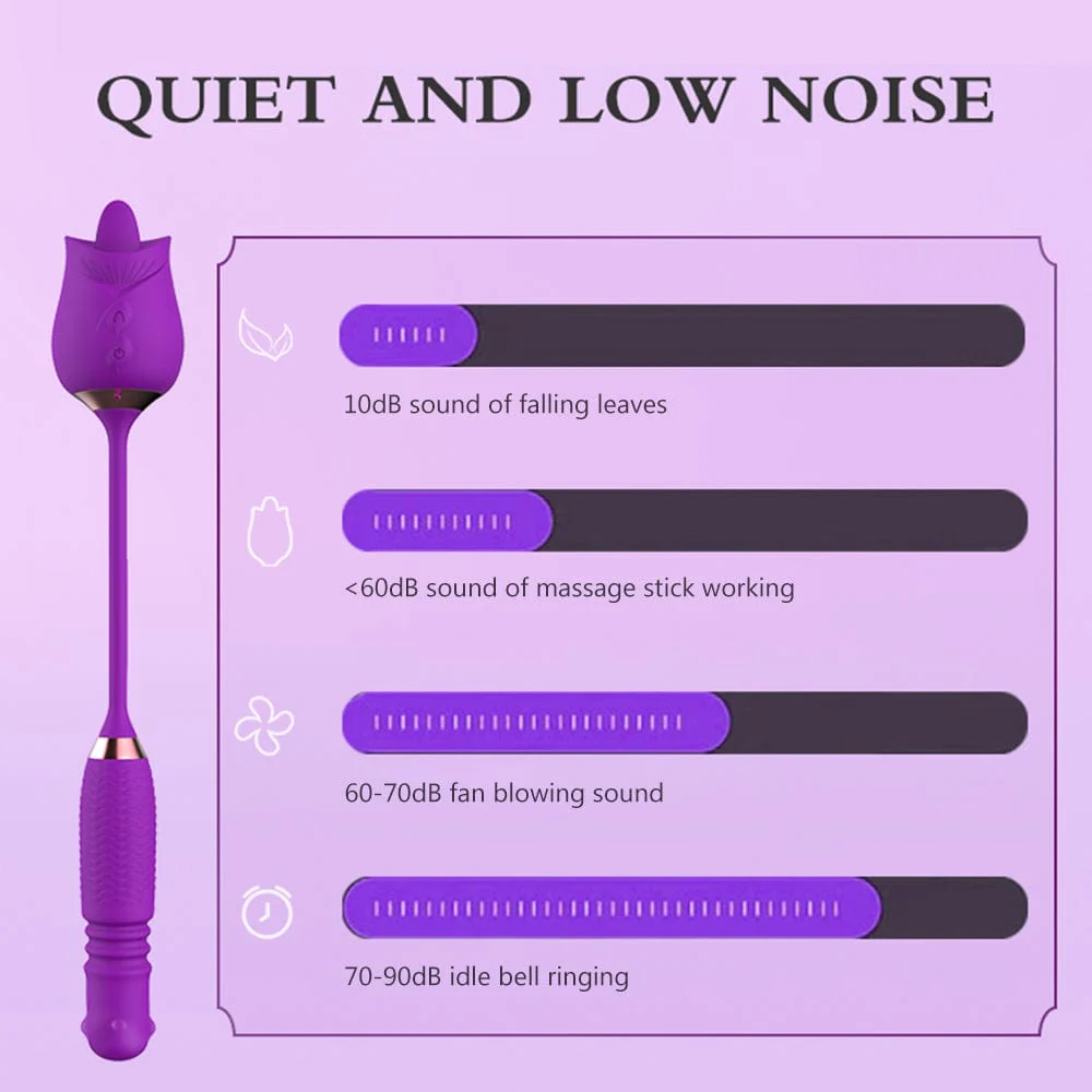 Purple Rose Toy Rotating Pearls Telescopic Tongue-licking Vibrator - Image 5