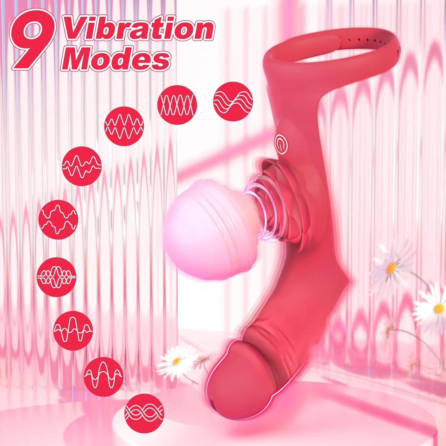 Rose Finger Vibrator 2 in 1 Finger Vibrator 9 Modes G - Spot Stimulation Waterproof - Image 3