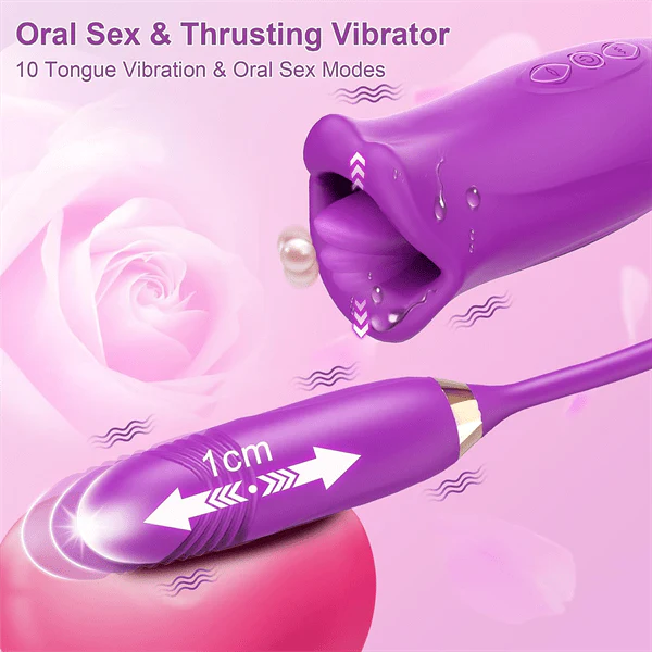 Rose Muncher Rose Kiss Tongue Vibrator With Thrusting Dildo Vibrator - Image 12