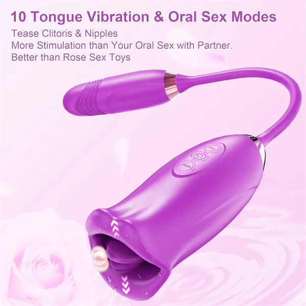 Rose Muncher Rose Kiss Tongue Vibrator With Thrusting Dildo Vibrator - Image 13