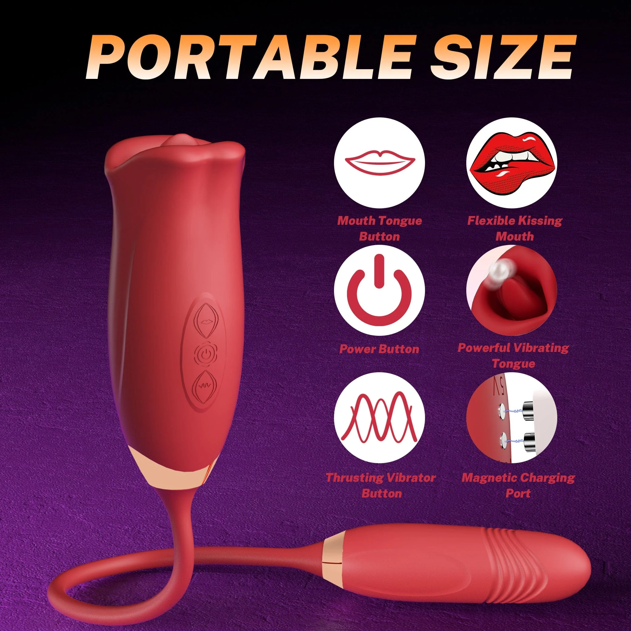 Rose Muncher Rose Kiss Tongue Vibrator With Thrusting Dildo Vibrator - Image 4