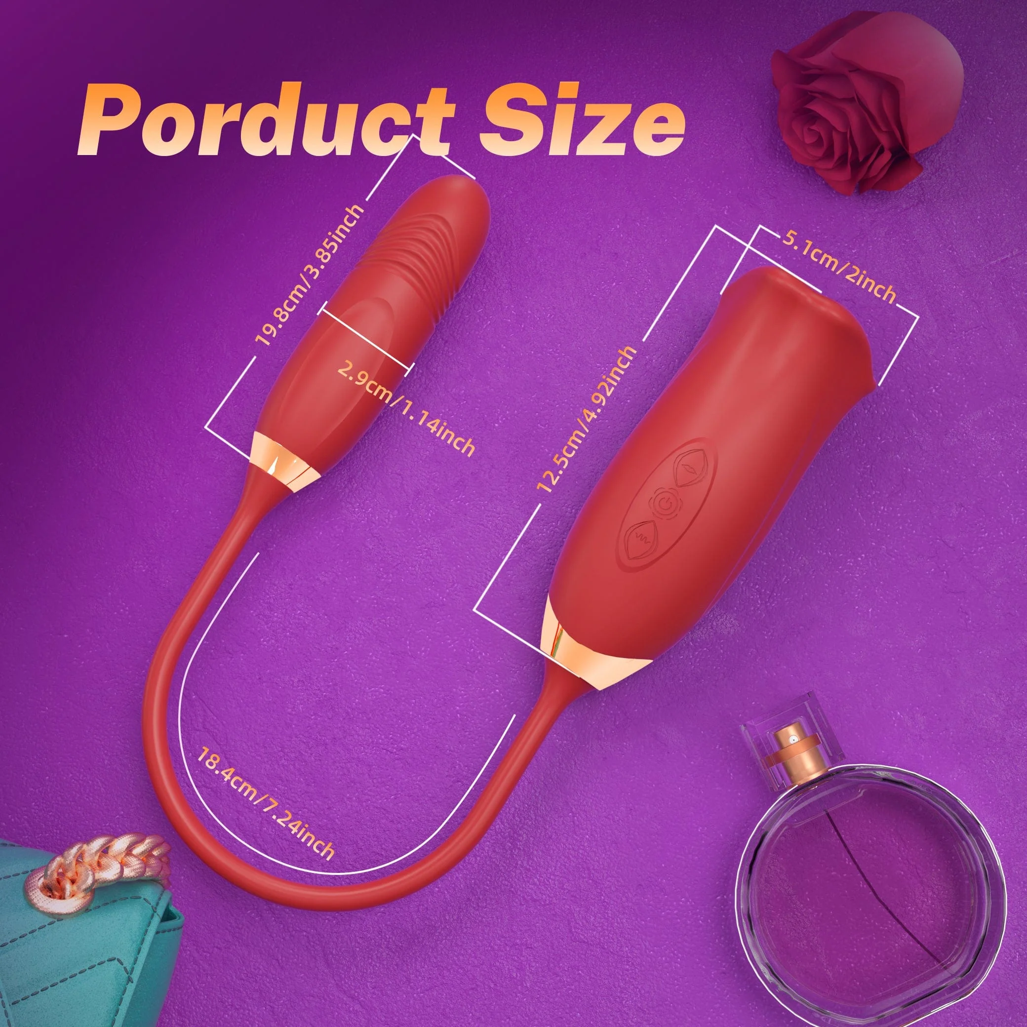 Rose Muncher Rose Kiss Tongue Vibrator With Thrusting Dildo Vibrator - Image 5