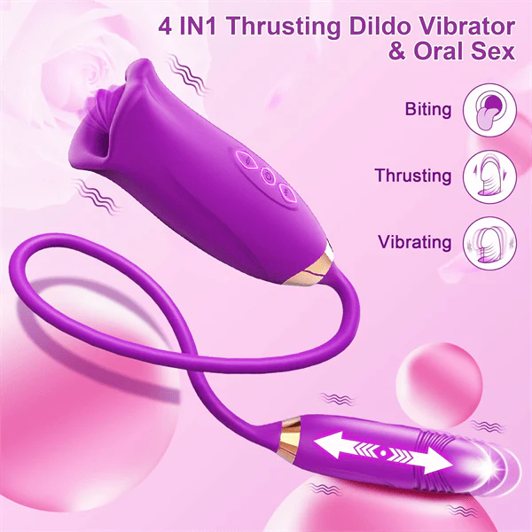 Rose Muncher Rose Kiss Tongue Vibrator With Thrusting Dildo Vibrator - Image 8