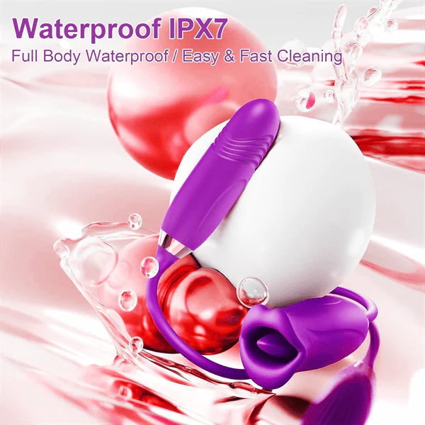 Rose Muncher Rose Kiss Tongue Vibrator With Thrusting Dildo Vibrator - Image 9