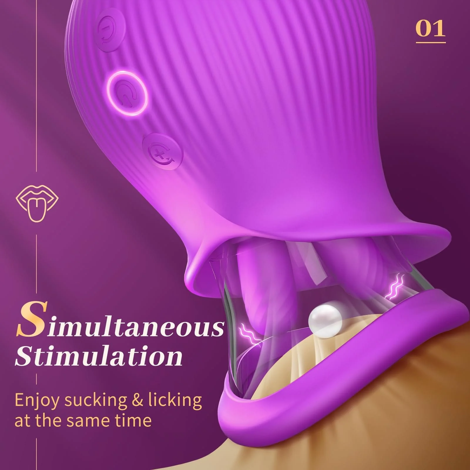 Rose Romeo - 3in1 Rose Sex Toy with 2 Suction Cups Adult Toys Female Clitoral Nipple Vibrators with 10 Licking Sucking Vibrating - Image 17