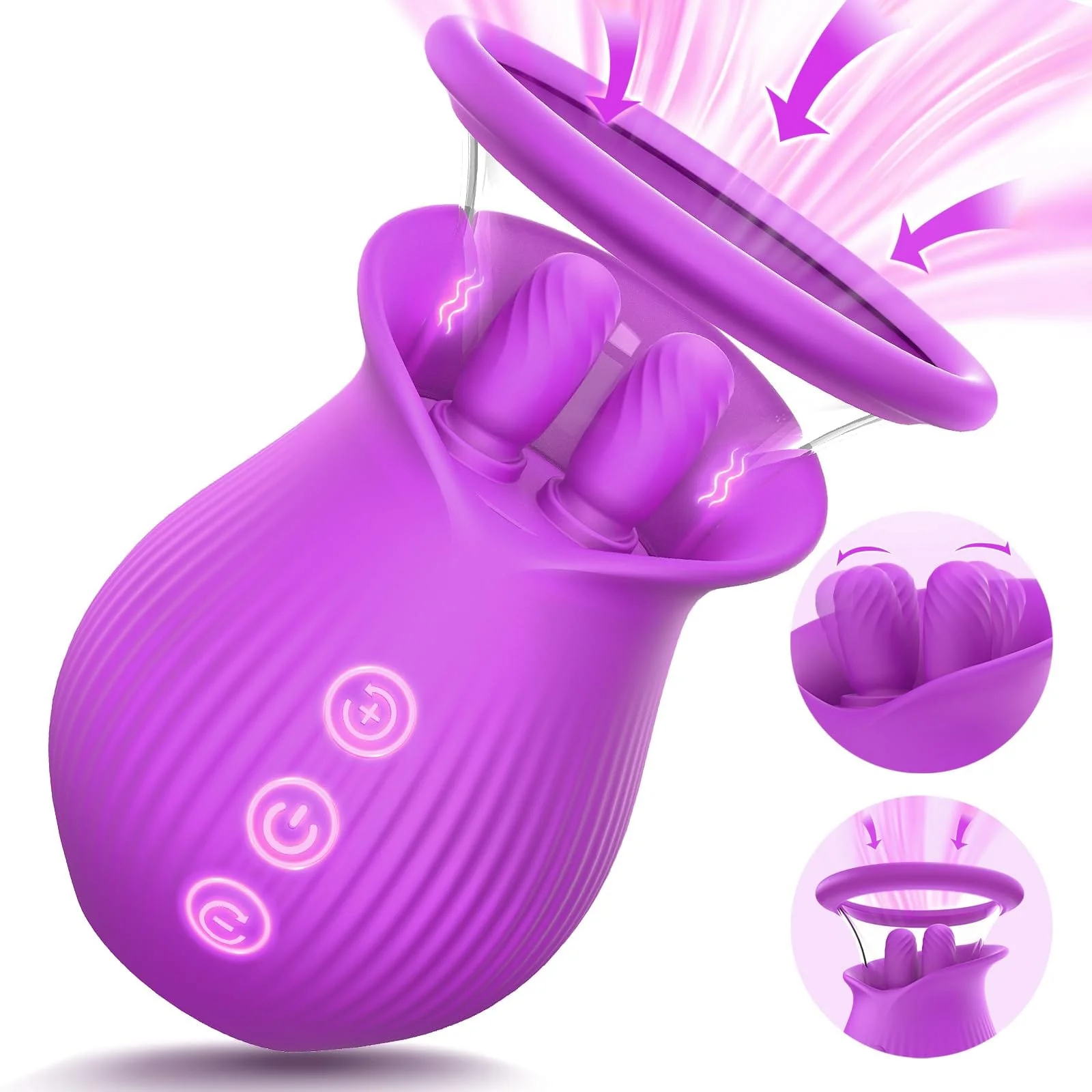 Rose Romeo - 3in1 Rose Sex Toy with 2 Suction Cups Adult Toys Female Clitoral Nipple Vibrators with 10 Licking Sucking Vibrating - Image 25