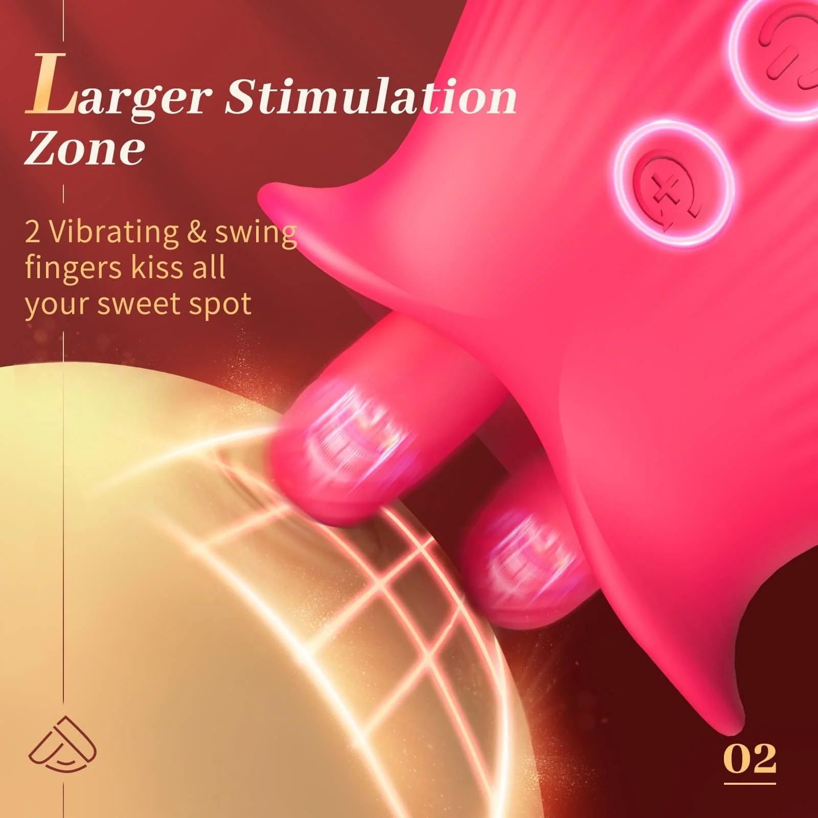 Rose Romeo - 3in1 Rose Sex Toy with 2 Suction Cups Adult Toys Female Clitoral Nipple Vibrators with 10 Licking Sucking Vibrating - Image 3