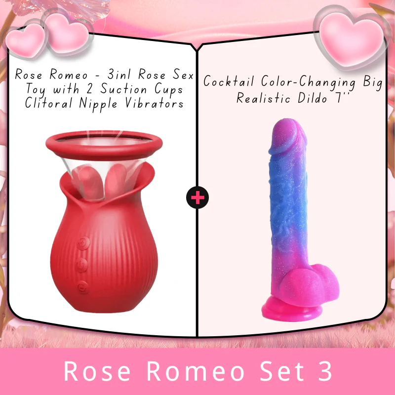 Rose Romeo - 3in1 Rose Sex Toy with 2 Suction Cups Adult Toys Female Clitoral Nipple Vibrators with 10 Licking Sucking Vibrating - Image 30