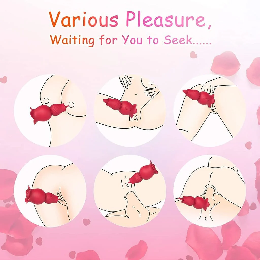 Rose Sucking and Tongue Vibrator 2 in 1 Rose Toy - Image 6